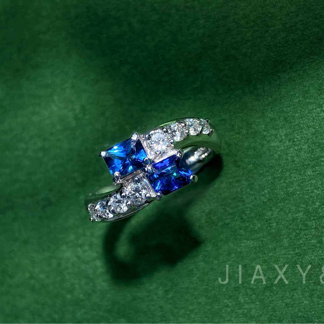 Natural Sri Lanka Sapphire Diamond Ring D1.17ct d0.55ct. PT900