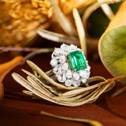 Columbia Emerald Diamond Ring D2.55ct d3.0ct. 18K White Gold