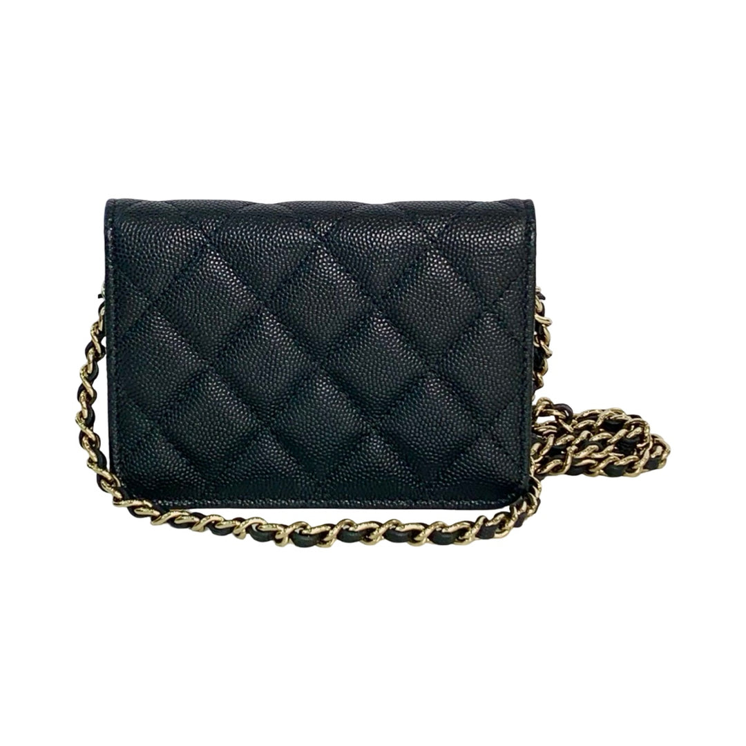 Chanel Caviar Flap Card Holder Chain Bag