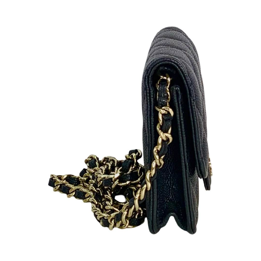 Chanel Caviar Flap Card Holder Chain Bag