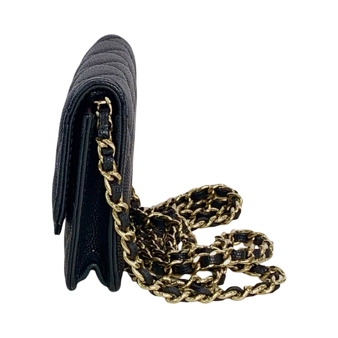 Chanel Caviar Flap Card Holder Chain Bag