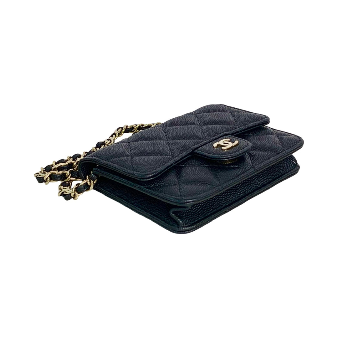 Chanel Caviar Flap Card Holder Chain Bag