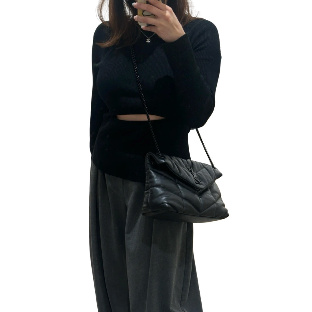 Pre-owned YSL Loulou Small So Black Bag in Lambskin - photo 10