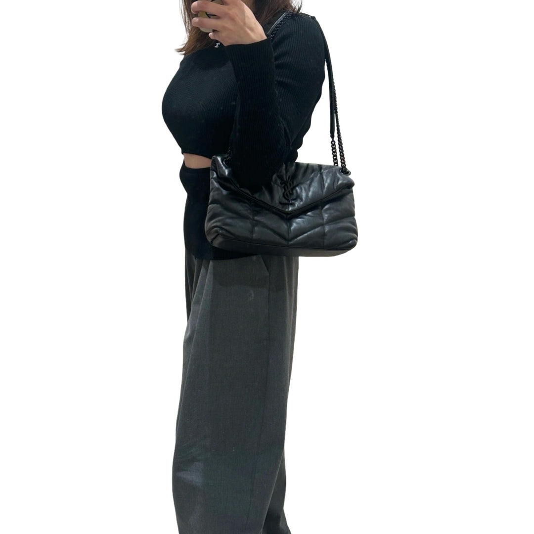 Pre-owned YSL Loulou Small So Black Bag in Lambskin - photo 9