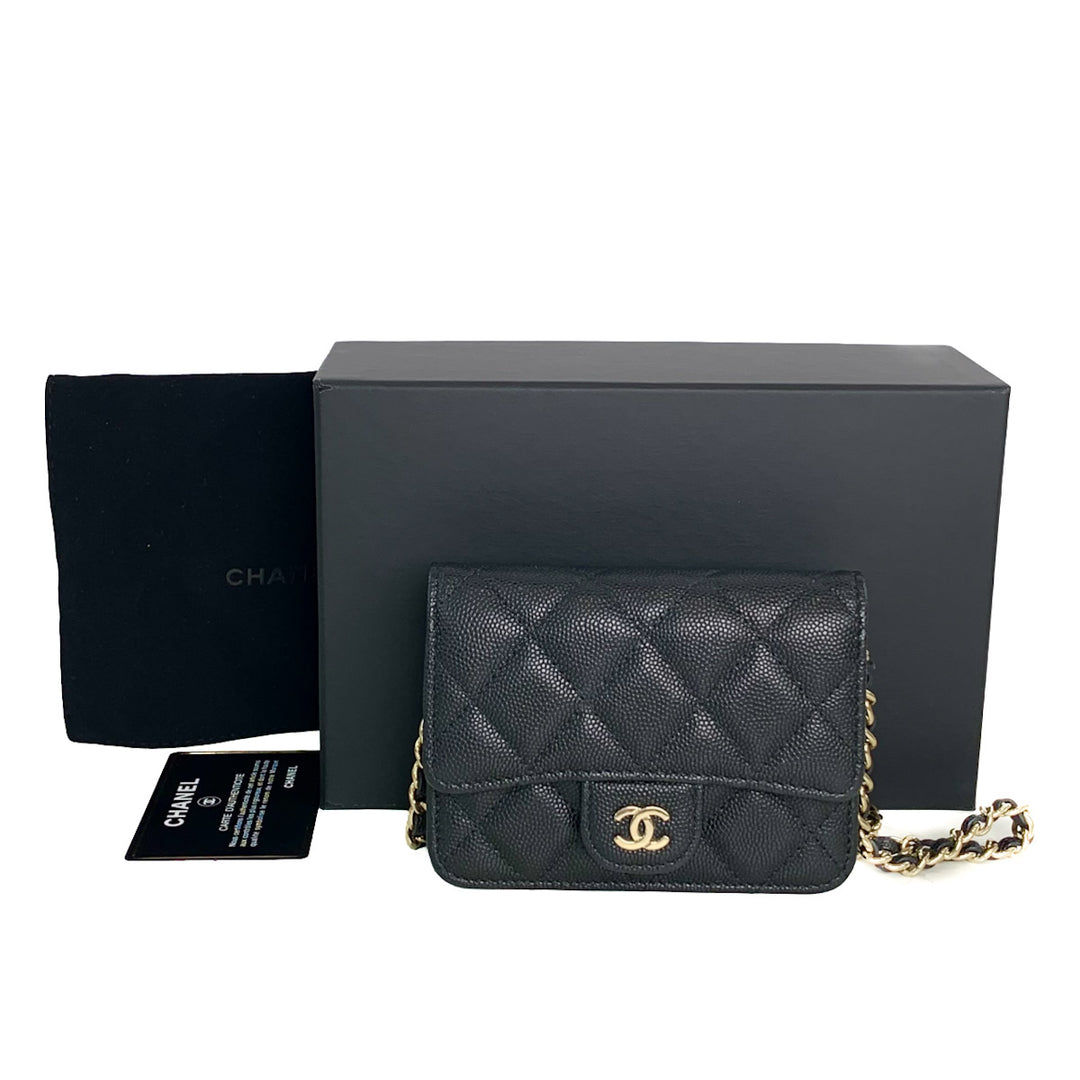 Chanel Caviar Flap Card Holder Chain Bag