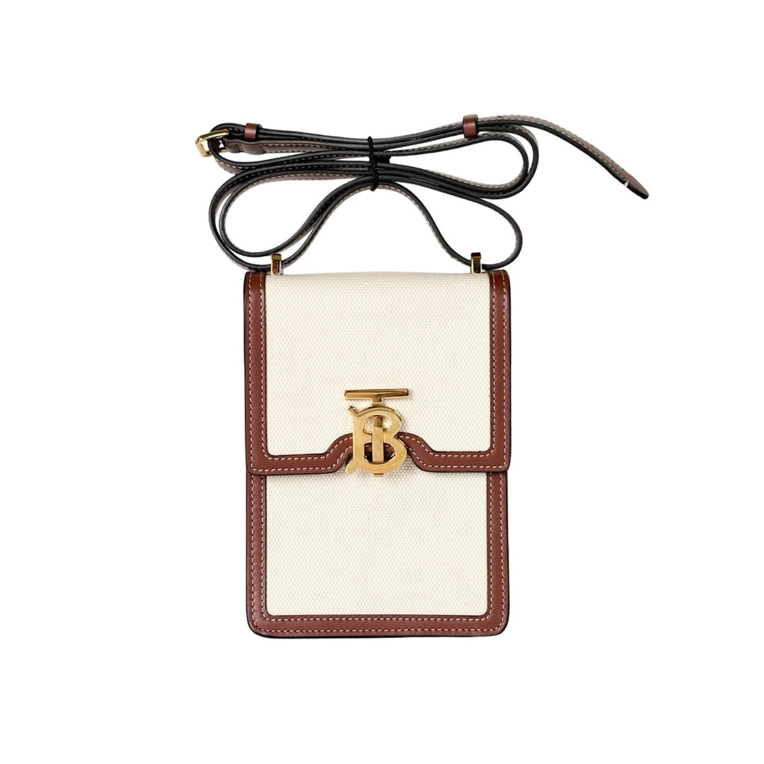 Pre-owned Burberry Canvas Phone Strap Bag in Brown, White