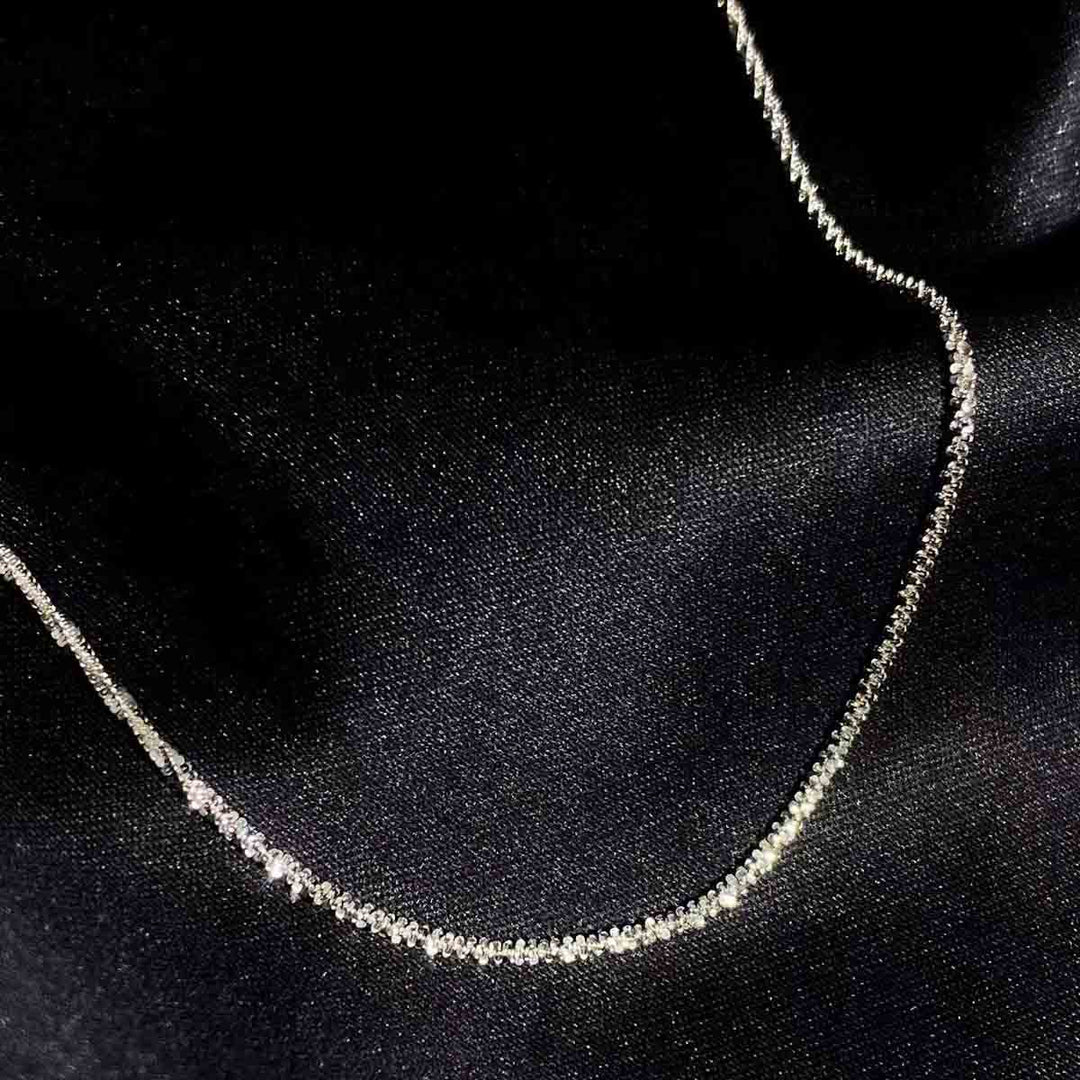 18K Solid White Gold Starry Chain,45cm,2.297g