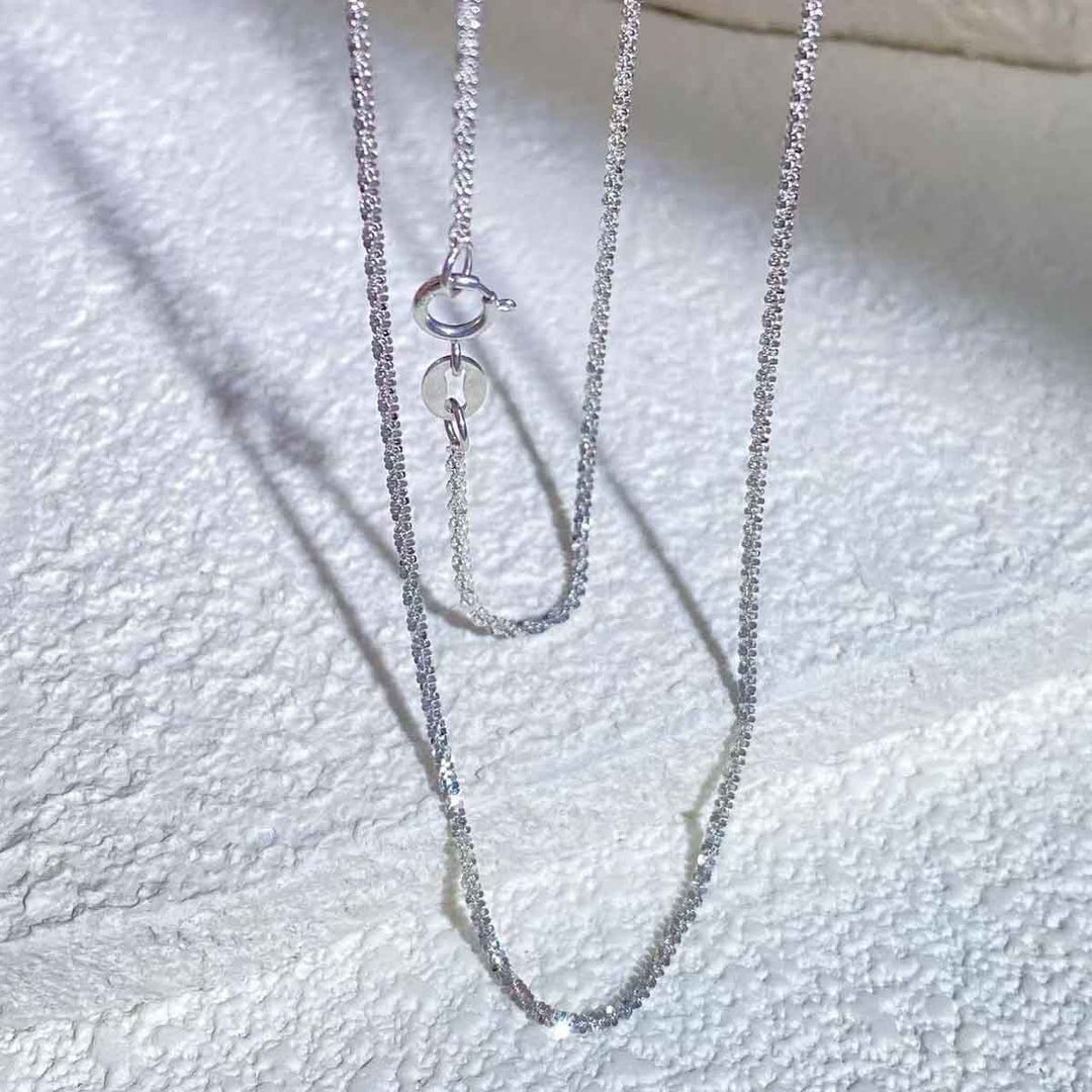 18K Solid White Gold Starry Chain,45cm,2.297g