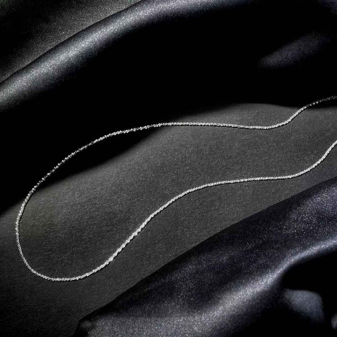 18K Solid White Gold Starry Chain,45cm,2.297g