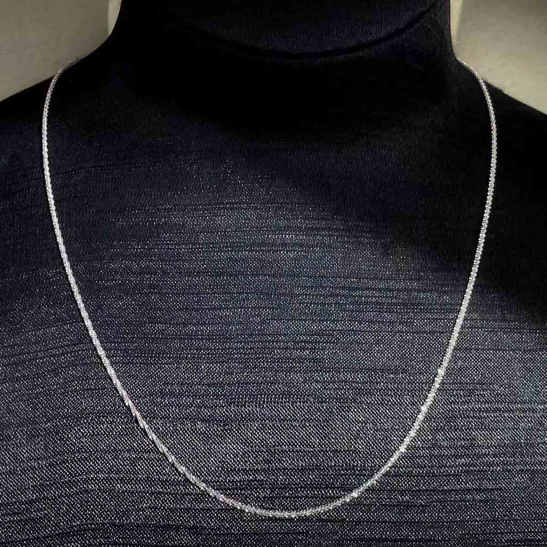 18K Solid White Gold Starry Chain,45cm,2.297g