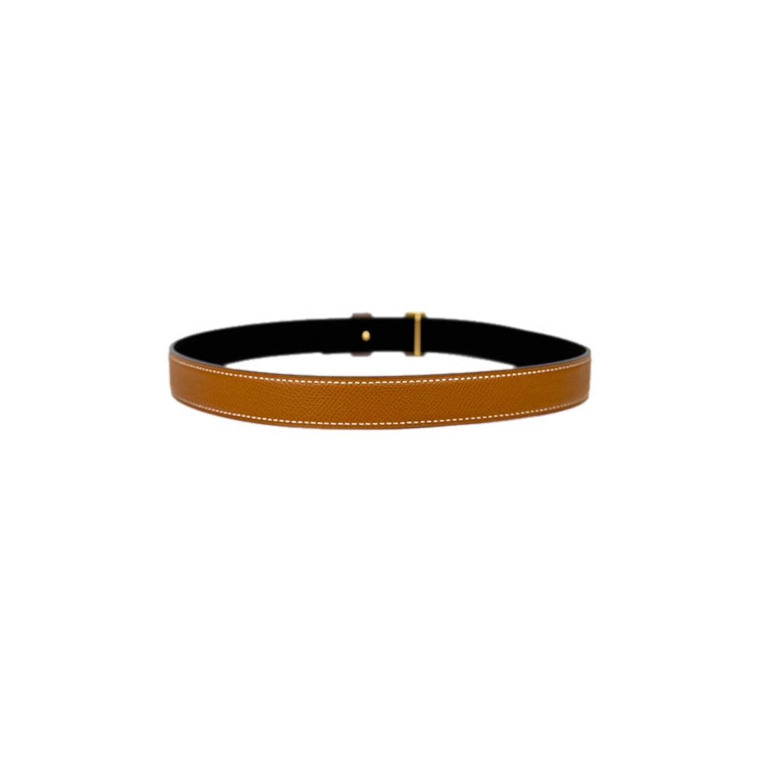 Hermes H Buckle Gold/Noir Reversible Belt 70CM