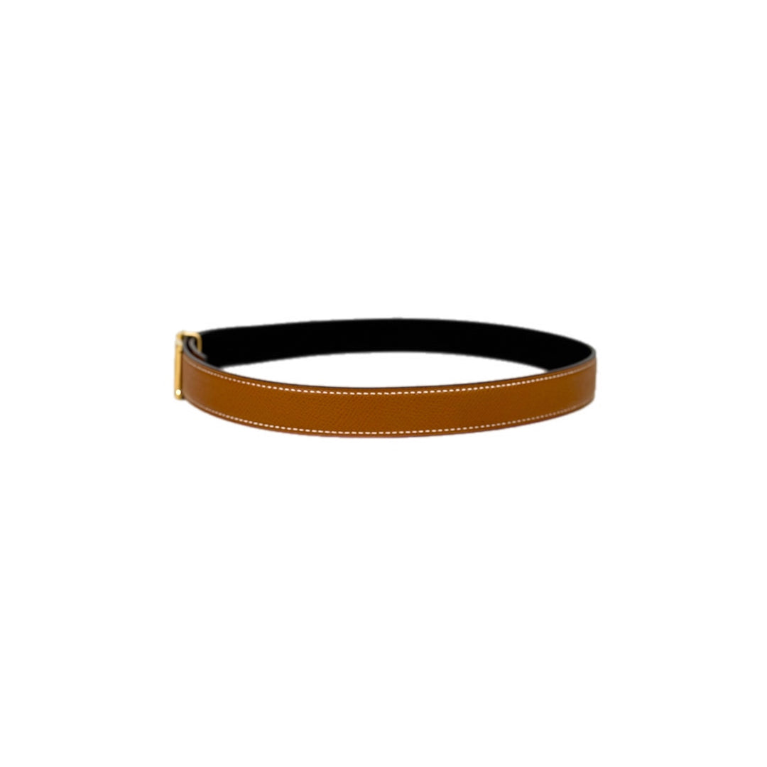 Hermes H Buckle Gold/Noir Reversible Belt 70CM
