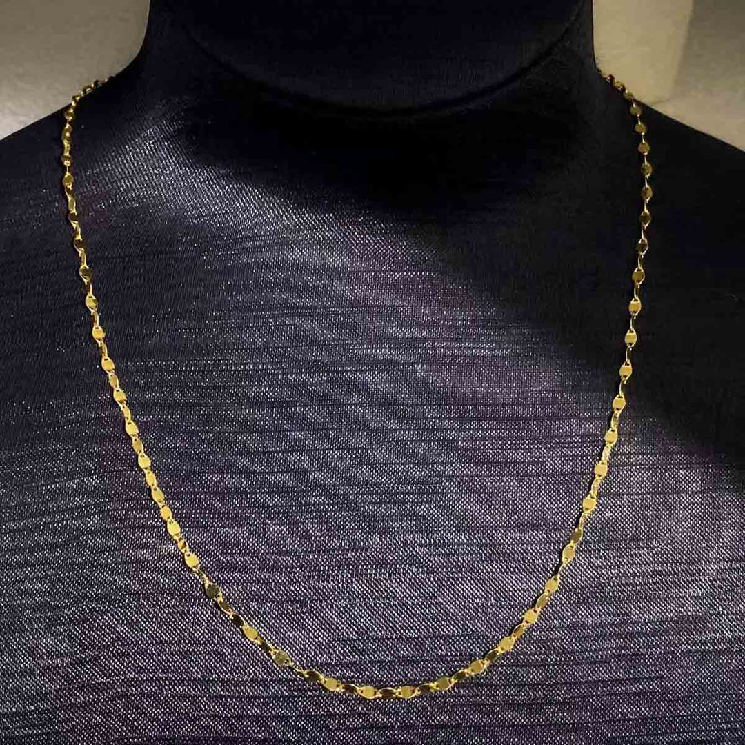 18K Solid Yellow Gold Tile Chain,45cm,2.16-2.22g