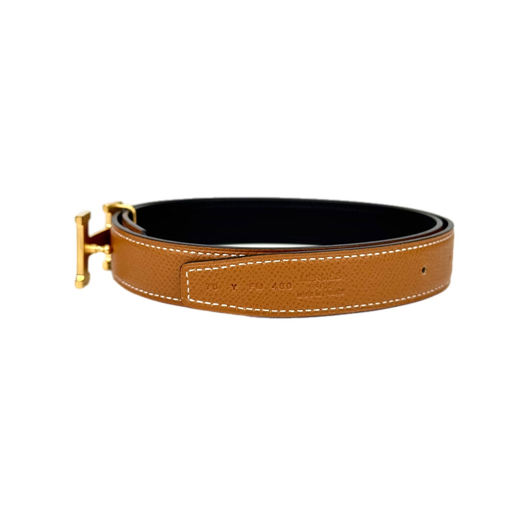 Hermes H Buckle Gold/Noir Reversible Belt 70CM