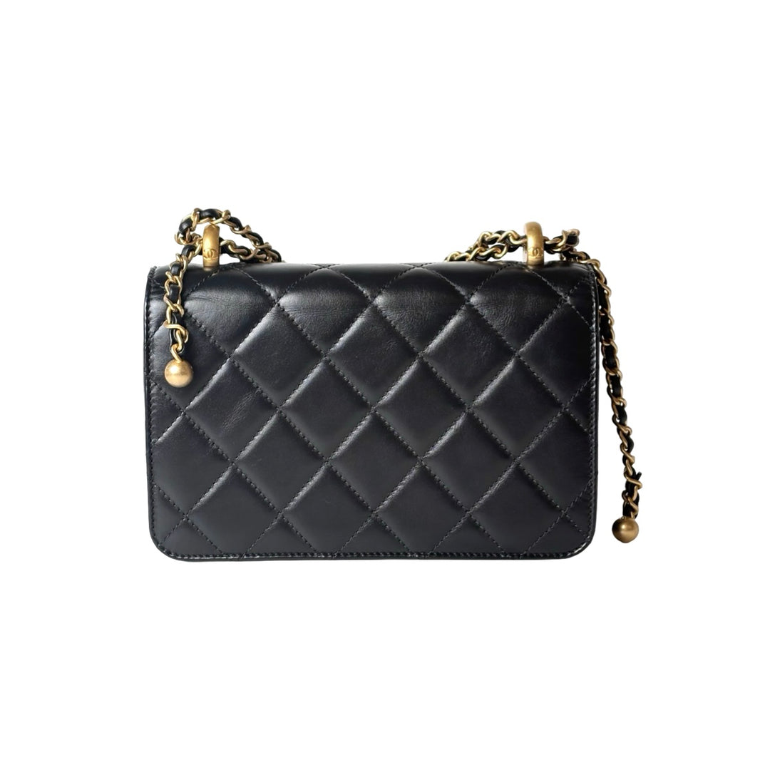 Pre-owned Chanel Classic Flap Mini Bag in Black Lambskin - photo 3
