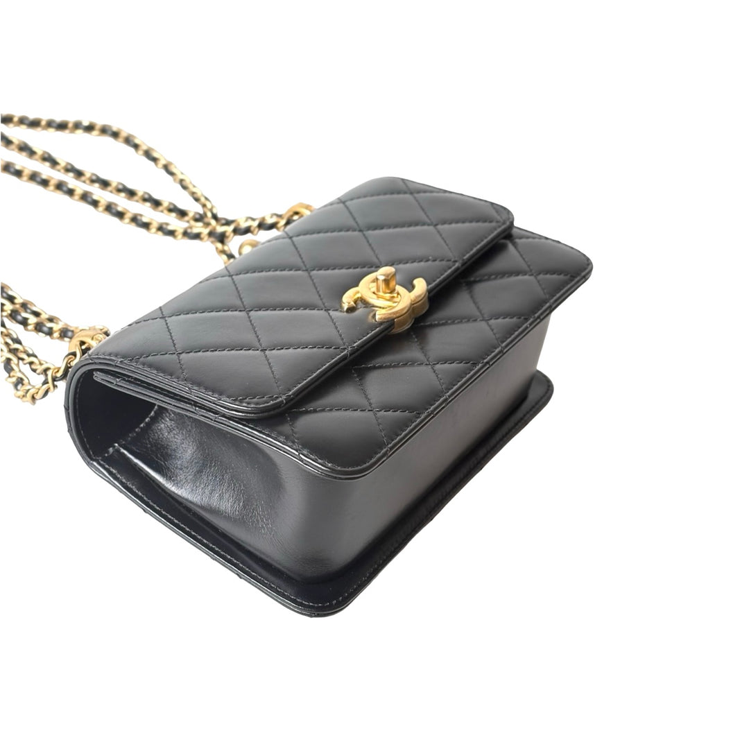 Pre-owned Chanel Classic Flap Mini Bag in Black Lambskin - photo 7