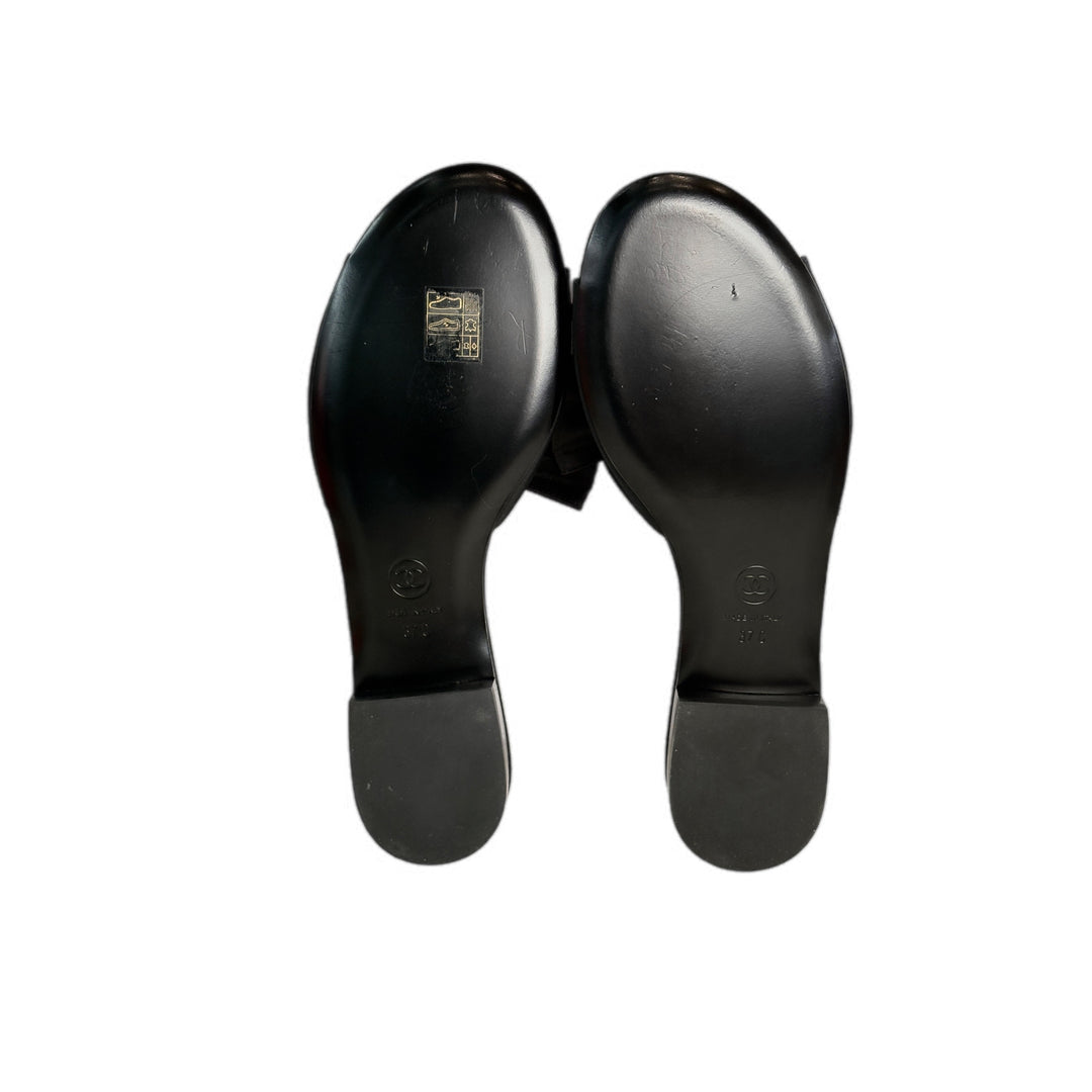 Chanel Black Bow Sandals 37C
