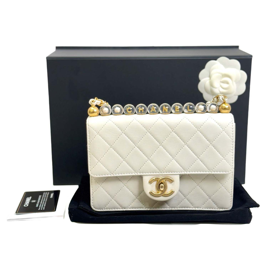 Chanel White Pearl Flap Bag