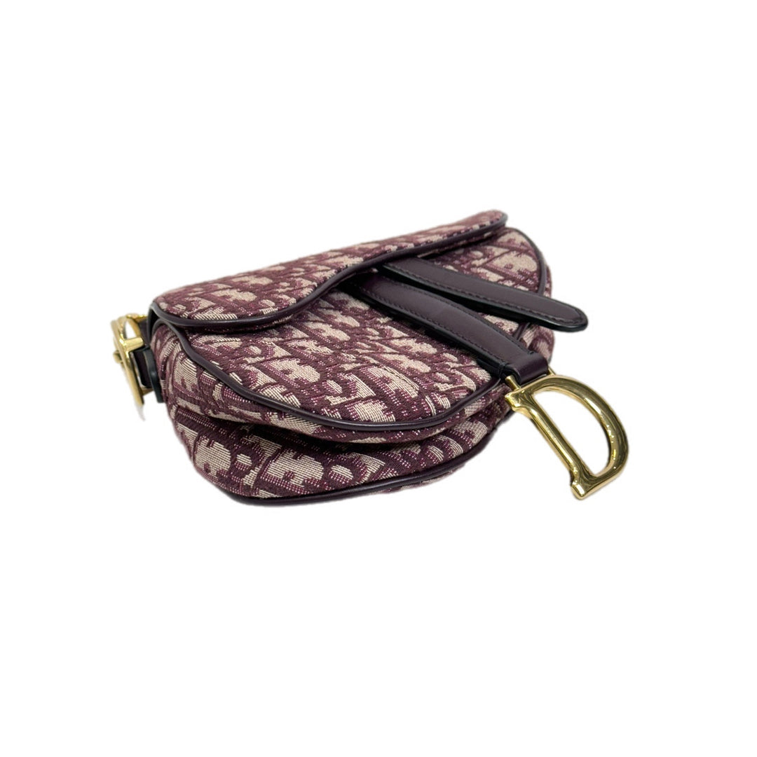 Dior Burgundy Saddle Mini Bag with Strap