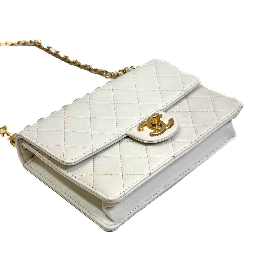 Chanel White Pearl Flap Bag