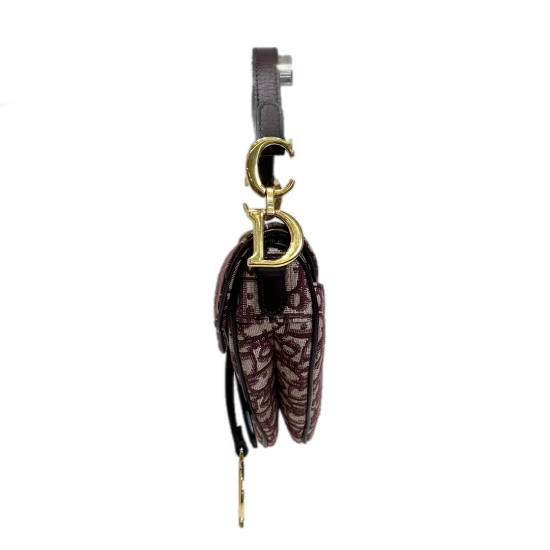 Dior Burgundy Saddle Mini Bag with Strap