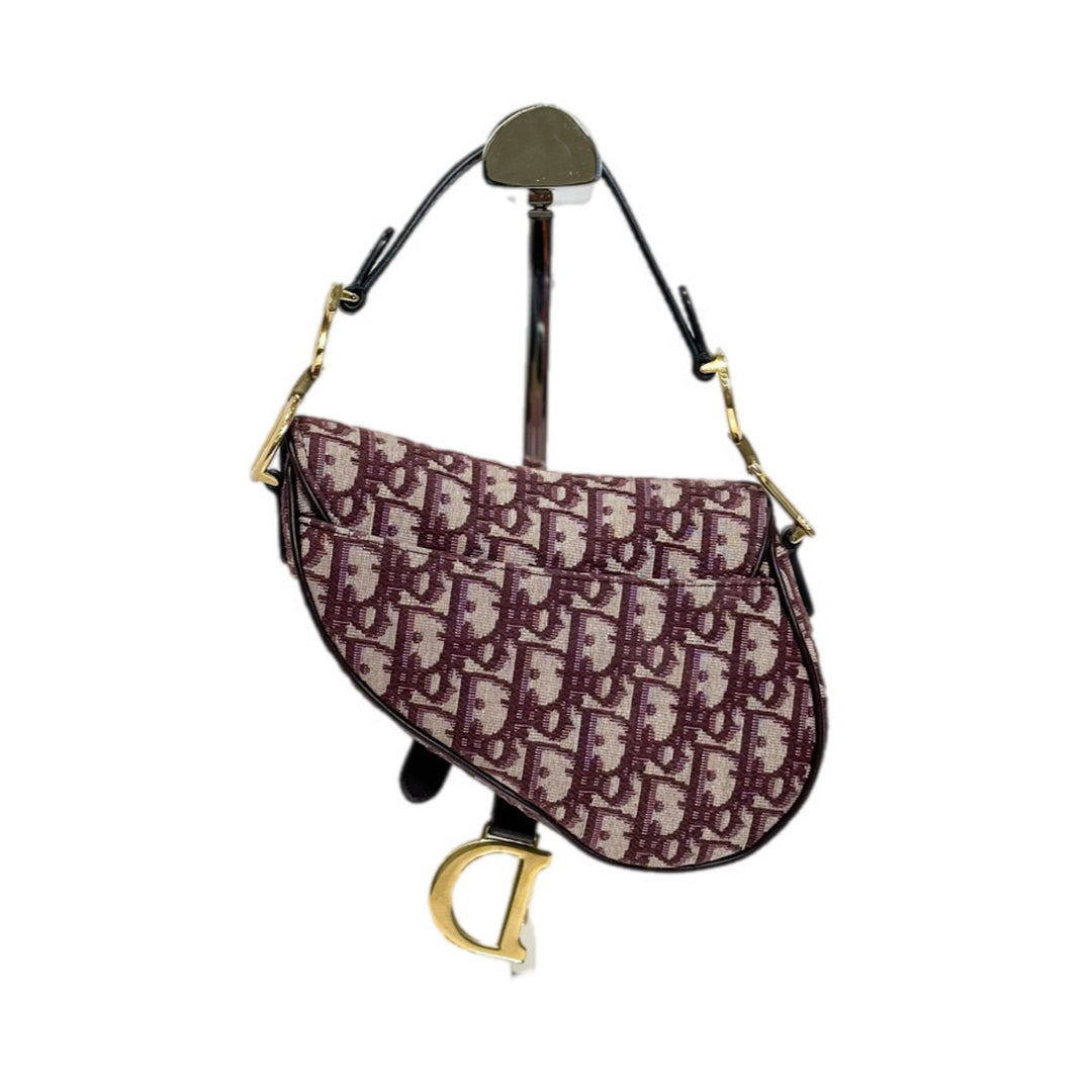 Dior Burgundy Saddle Mini Bag with Strap