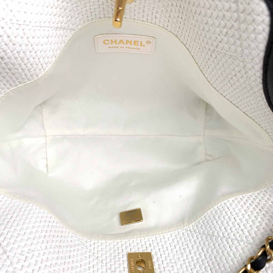 Chanel 26C White Raffia Shopping Bag