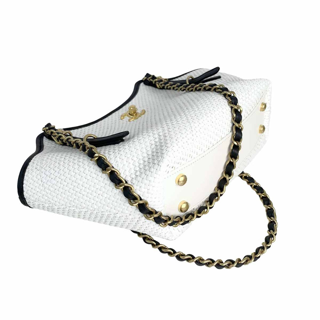 Chanel 26C White Raffia Shopping Bag