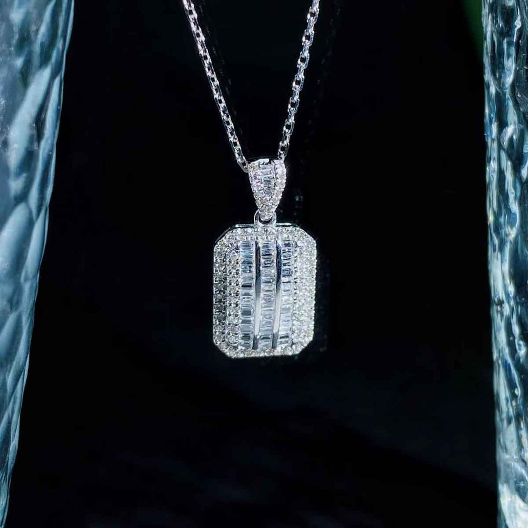 Natural White Diamond Rectangle Necklace D0.45ct,18K