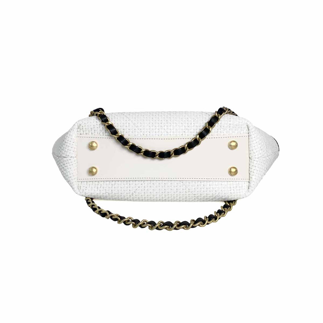 Chanel 26C White Raffia Shopping Bag