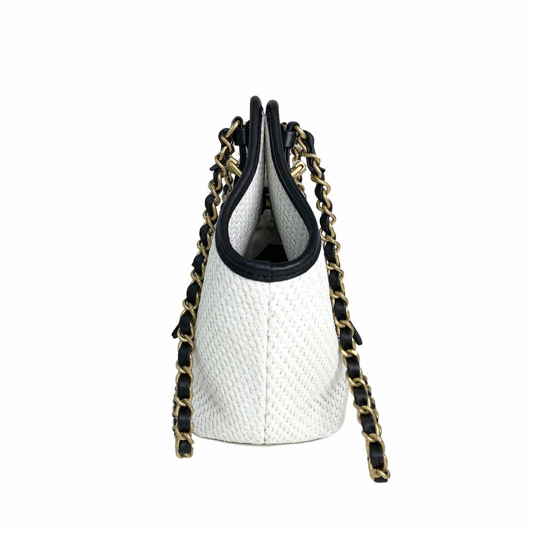 Chanel 26C White Raffia Shopping Bag