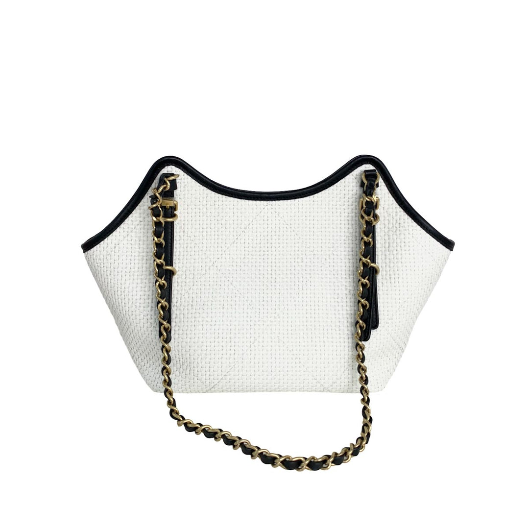Chanel 26C White Raffia Shopping Bag