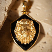Natural Agate Lion Necklace,18K