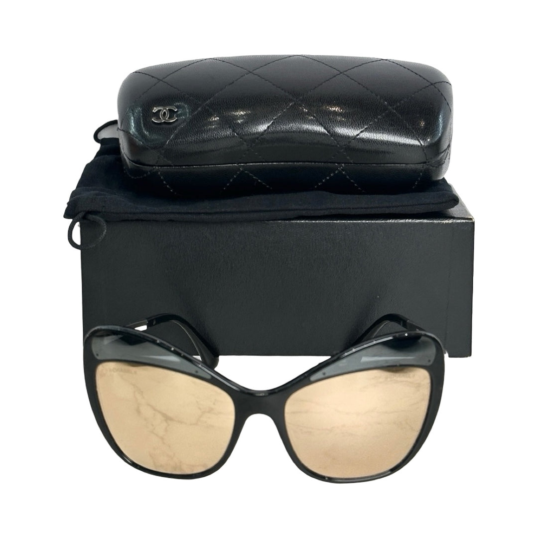 Chanel Black Light Gold Sunglasses