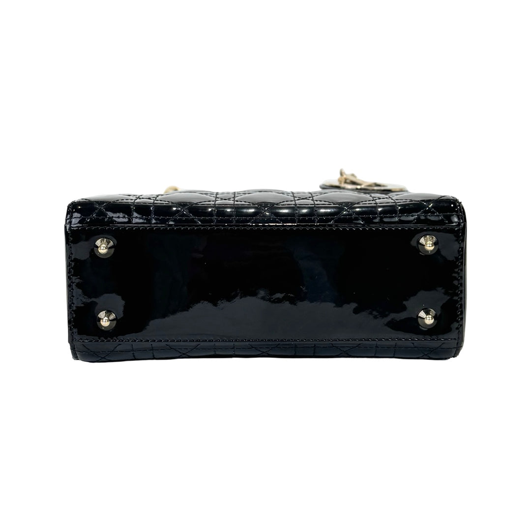 Dior Black Patent Small Lady Dior Bag
