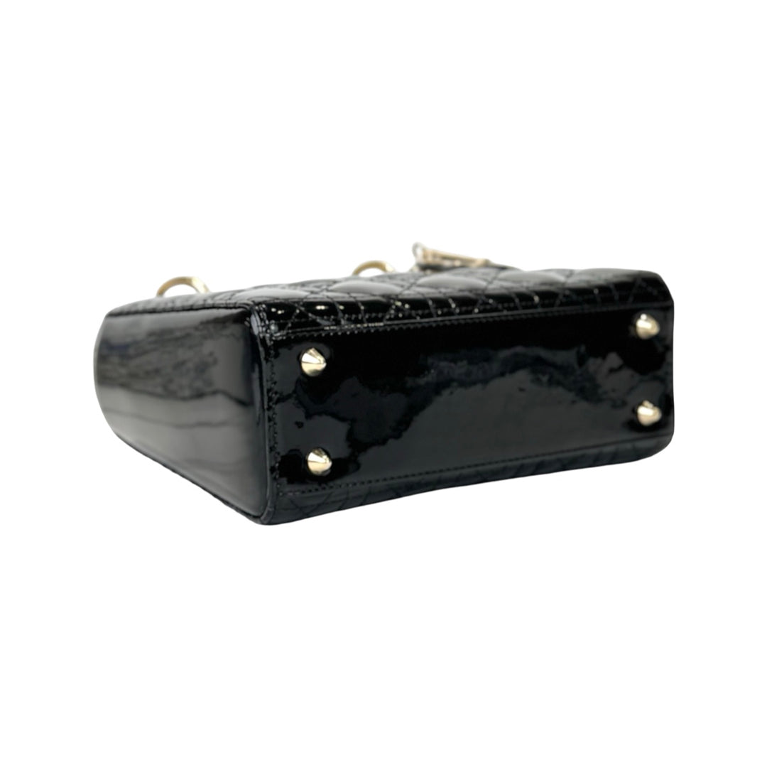 Dior Black Patent Small Lady Dior Bag