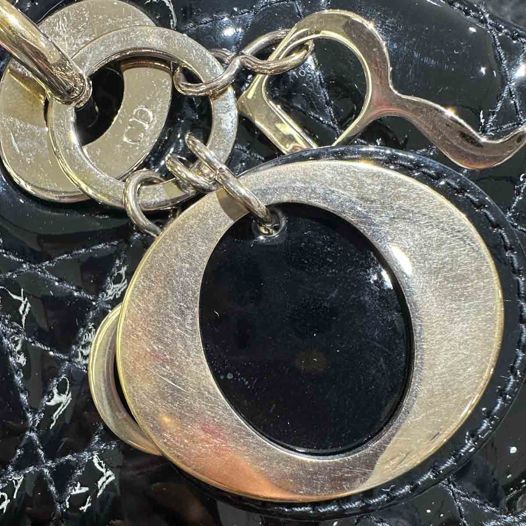 Dior Black Patent Small Lady Dior Bag