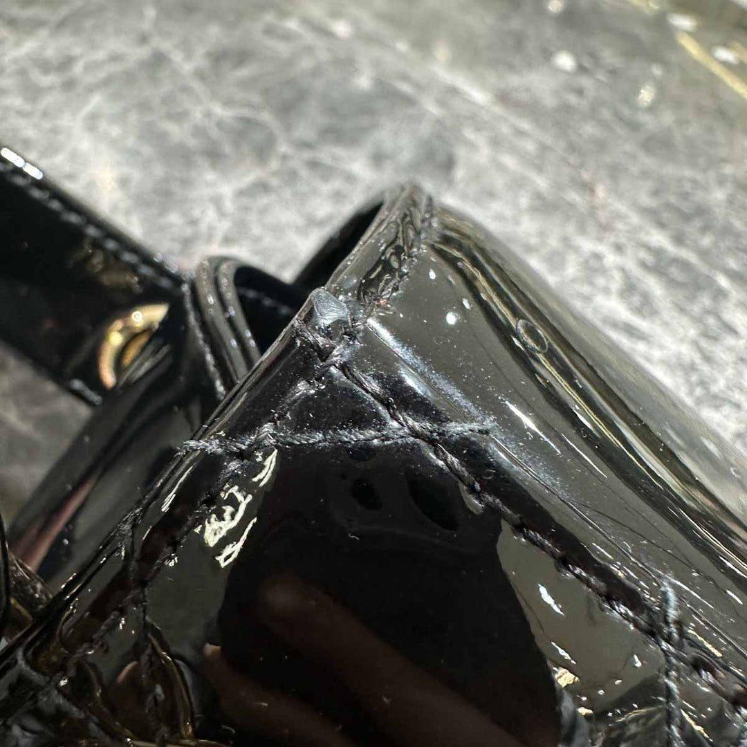 Dior Black Patent Small Lady Dior Bag