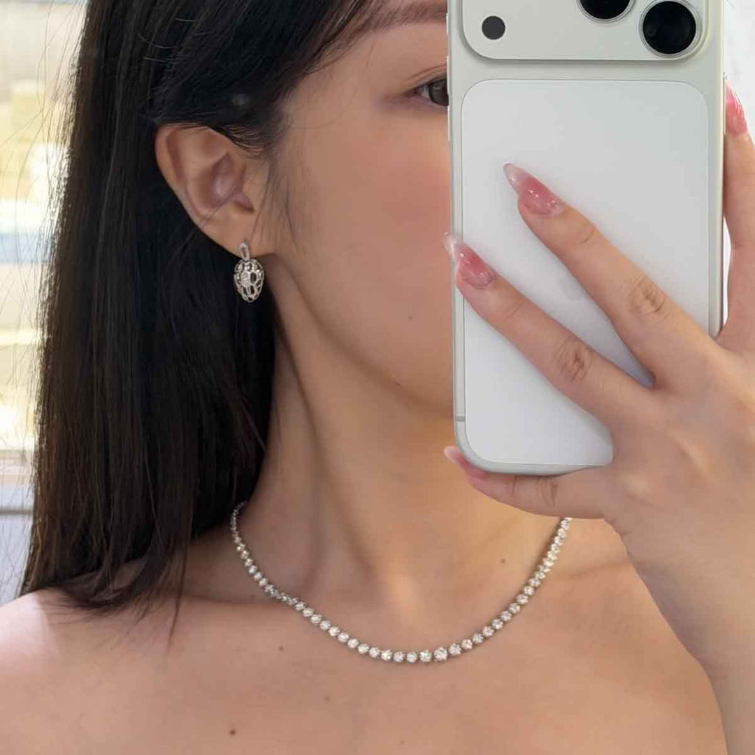 Natural White Diamond Necklace D7.67ct, 18K