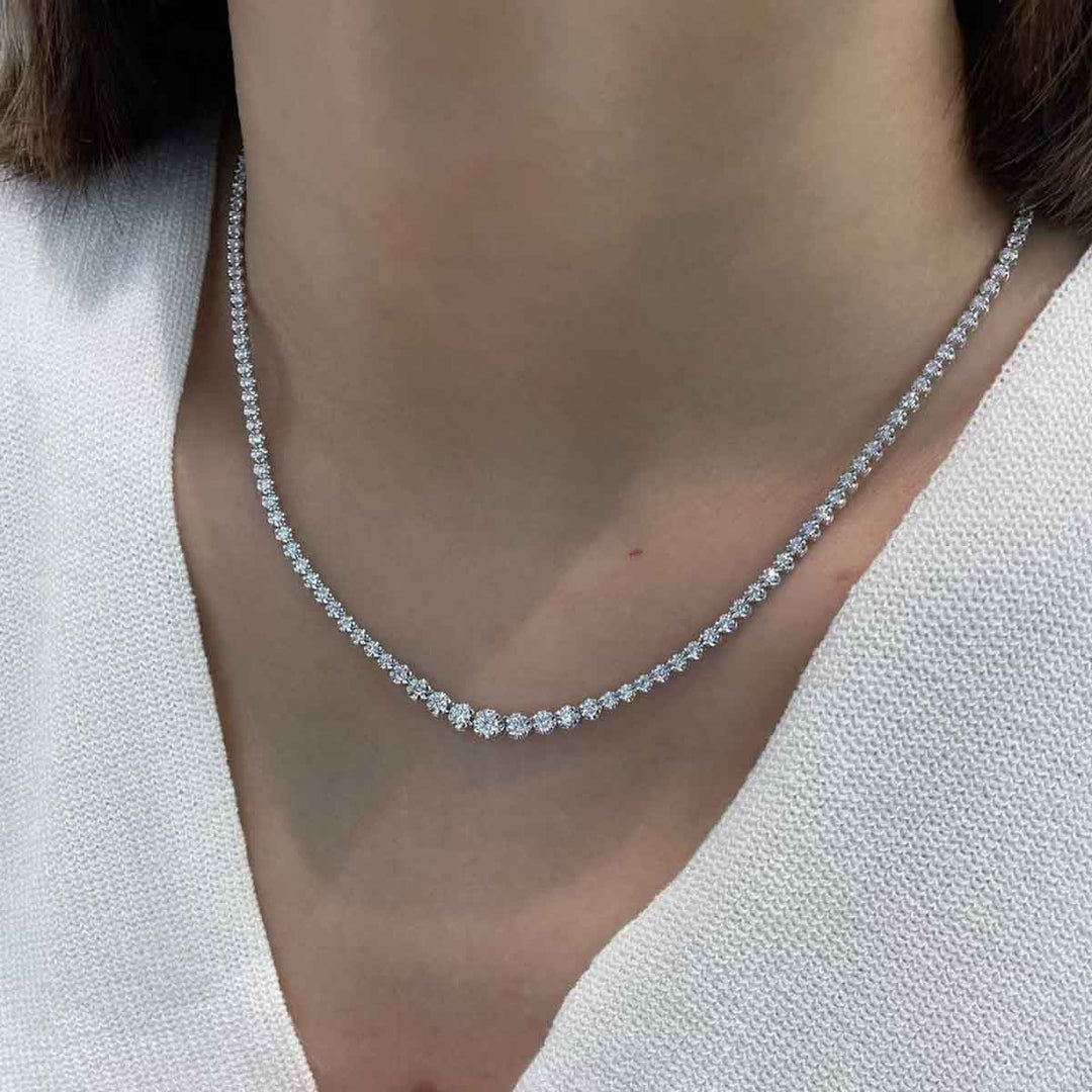 Natural White Diamond Necklace D7.67ct, 18K