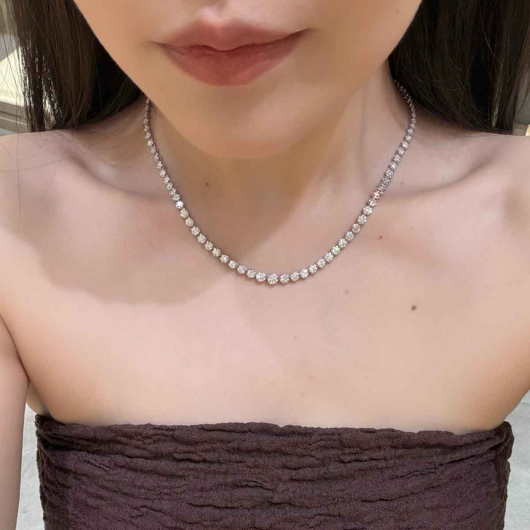 Natural White Diamond Necklace D7.67ct, 18K