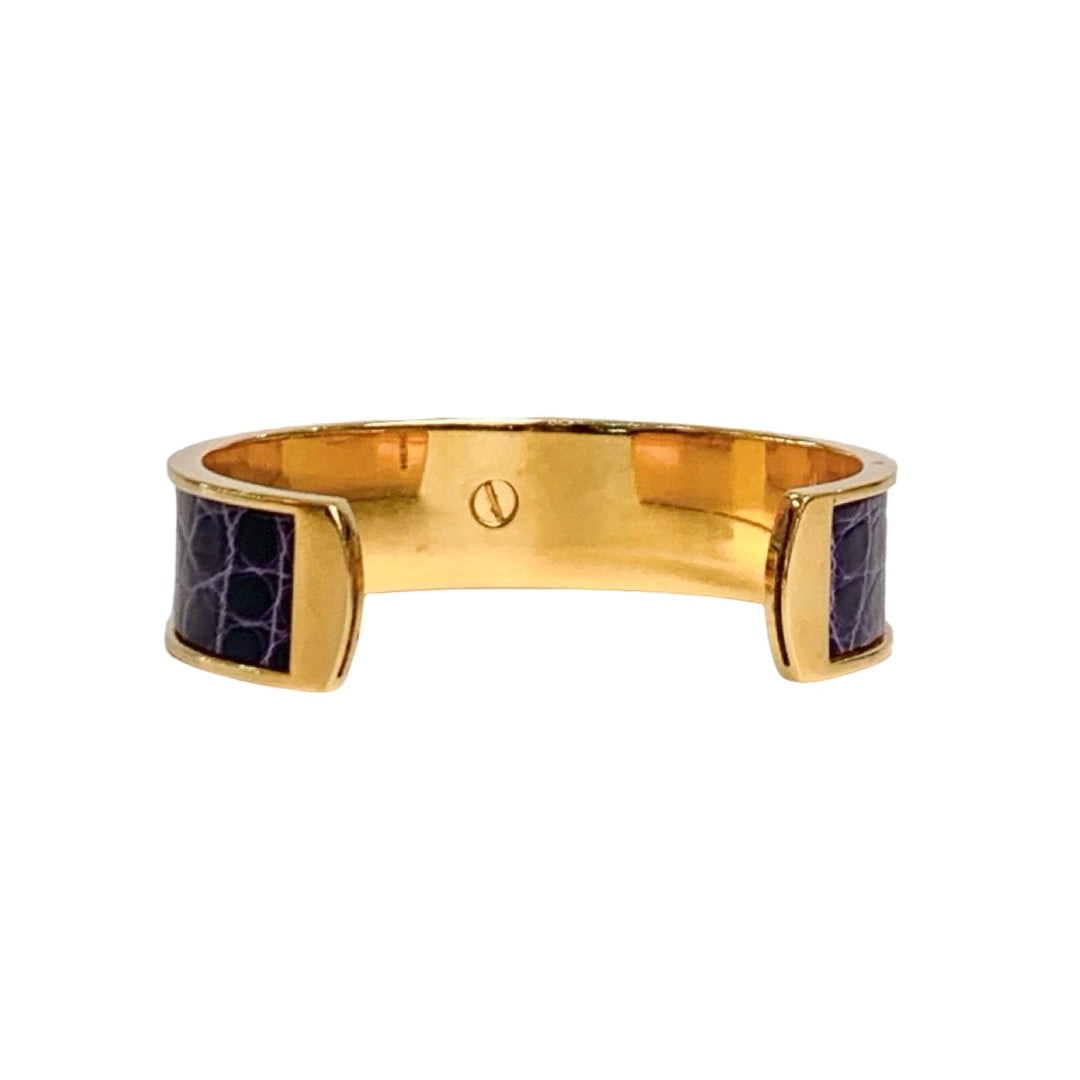 Pre-owned Hermes Vintage Blue Crocodile Kelly Bangle - photo 4