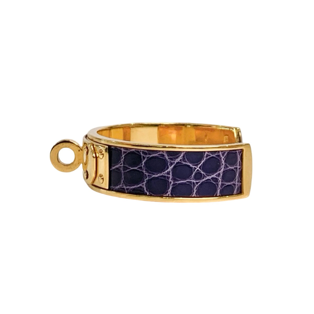 Pre-owned Hermes Vintage Blue Crocodile Kelly Bangle - photo 3
