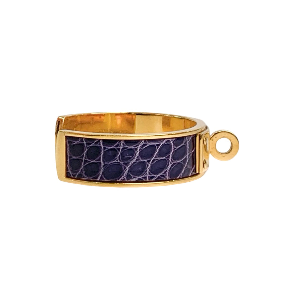 Pre-owned Hermes Vintage Blue Crocodile Kelly Bangle - photo 2