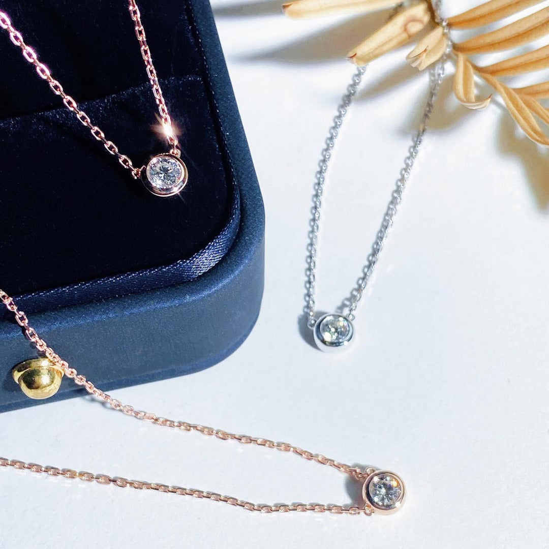 Natural White Diamond Bubble Necklace D0.20ct, 18K