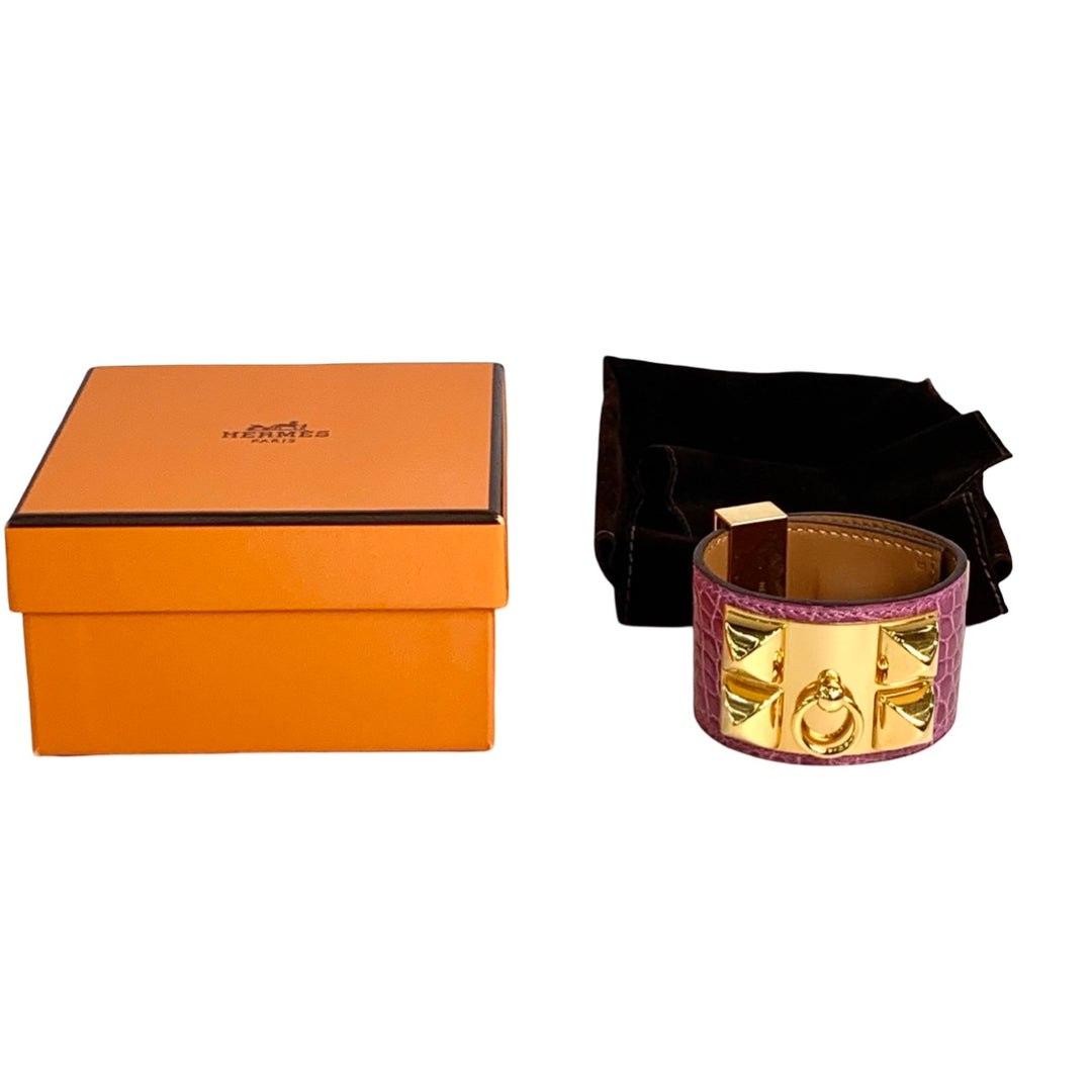 Pre-owned Hermes Purple CDC Crocodile Bracelet in Alligator - photo 2