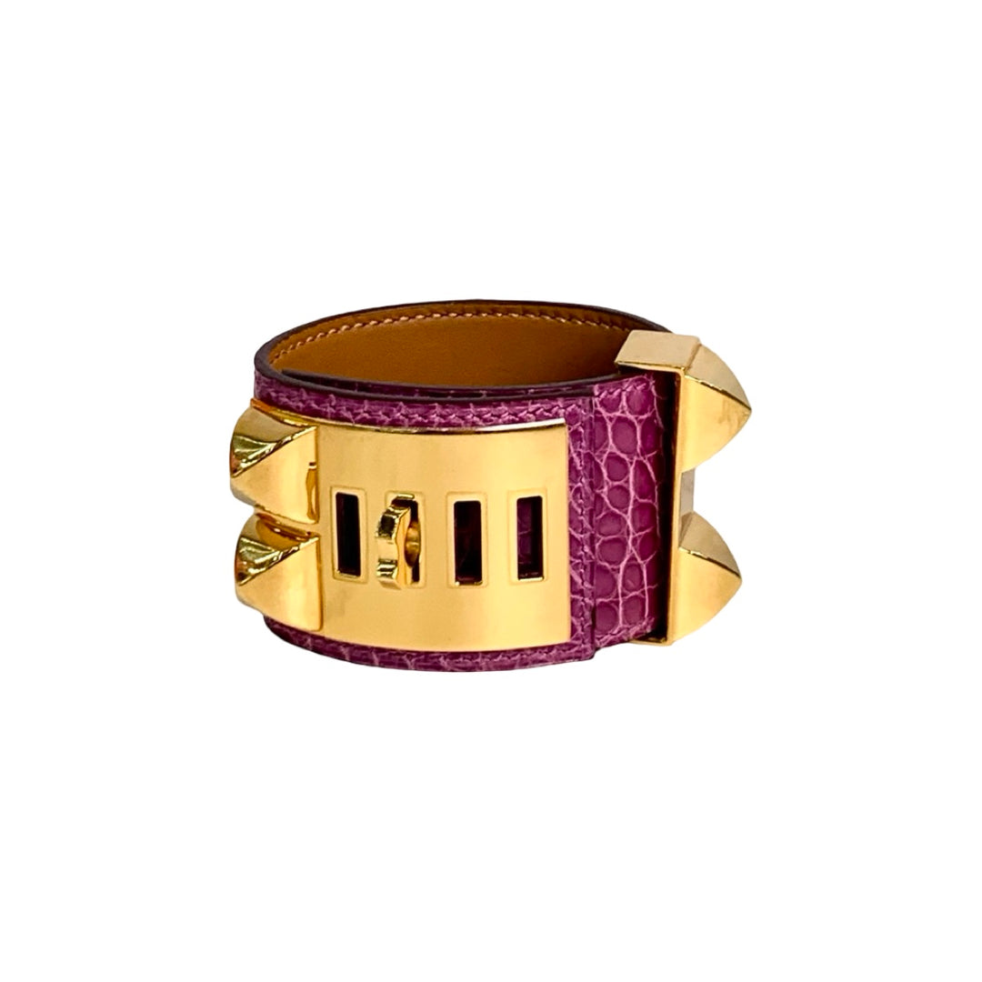 Pre-owned Hermes Purple CDC Crocodile Bracelet in Alligator - photo 4