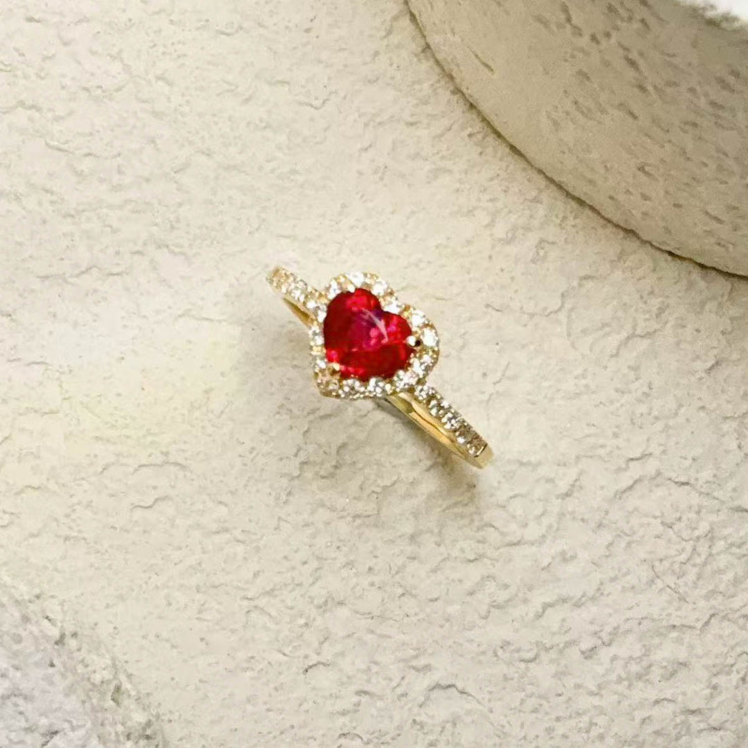 Burma(Myanmar) Natural Pigeon Blood Ruby Stone Ring 1.07ct, Diamond 0.22ct 18K Gold