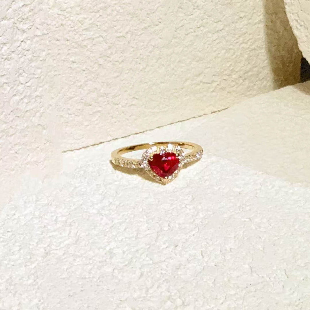 Burma(Myanmar) Natural Pigeon Blood Ruby Stone Ring 1.07ct, Diamond 0.22ct 18K Gold