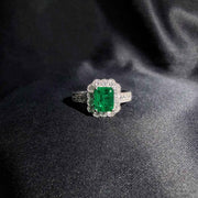 Columbia Minor Oil Natural Muzo Green Emerald Stone Ring 1.16ct, Diamond 0.71ct Platinum PT900